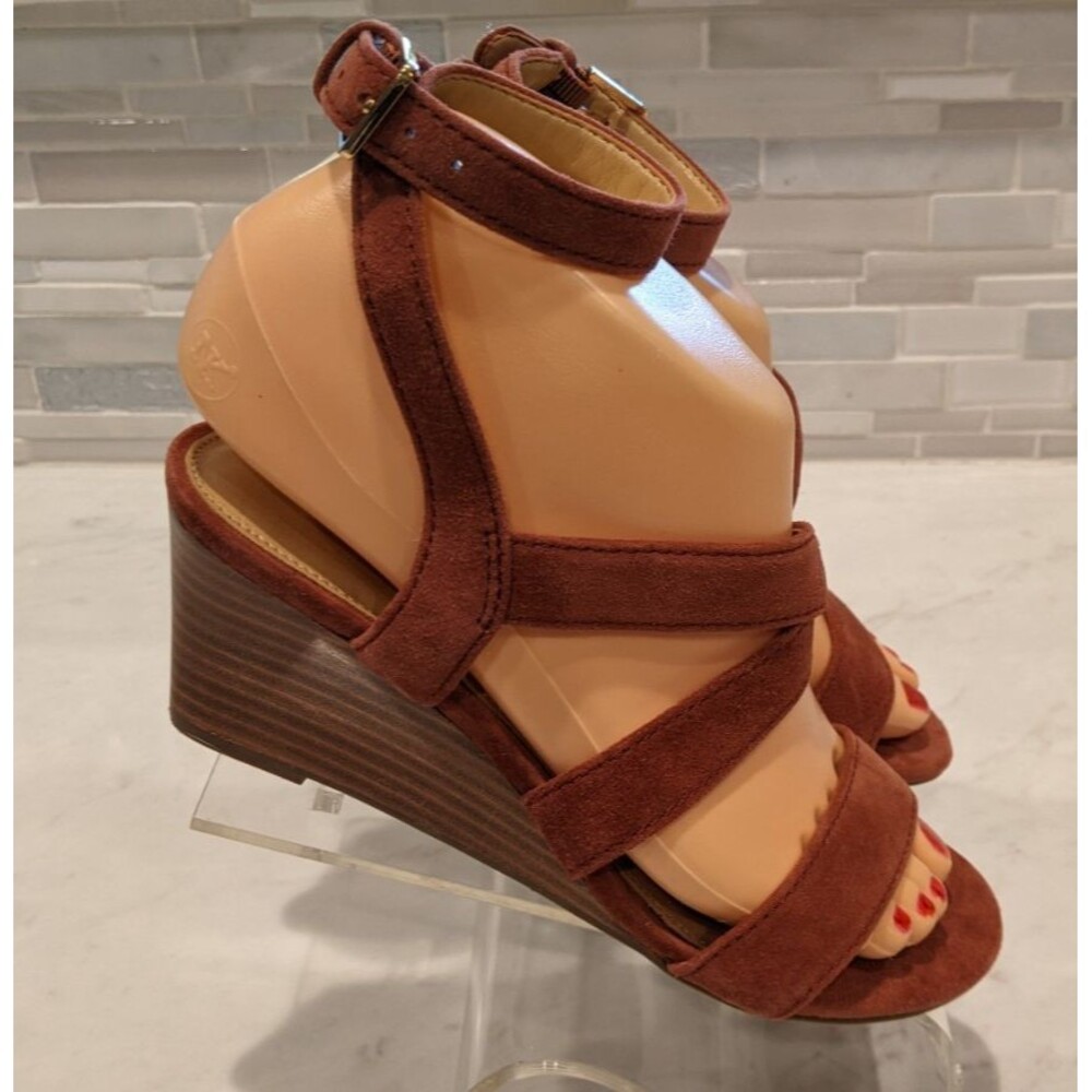NEW~Women's TALBOTS Wedge Heel Leather Strappy Ankle Wrap Sandals 5M - Picture 2 of 13